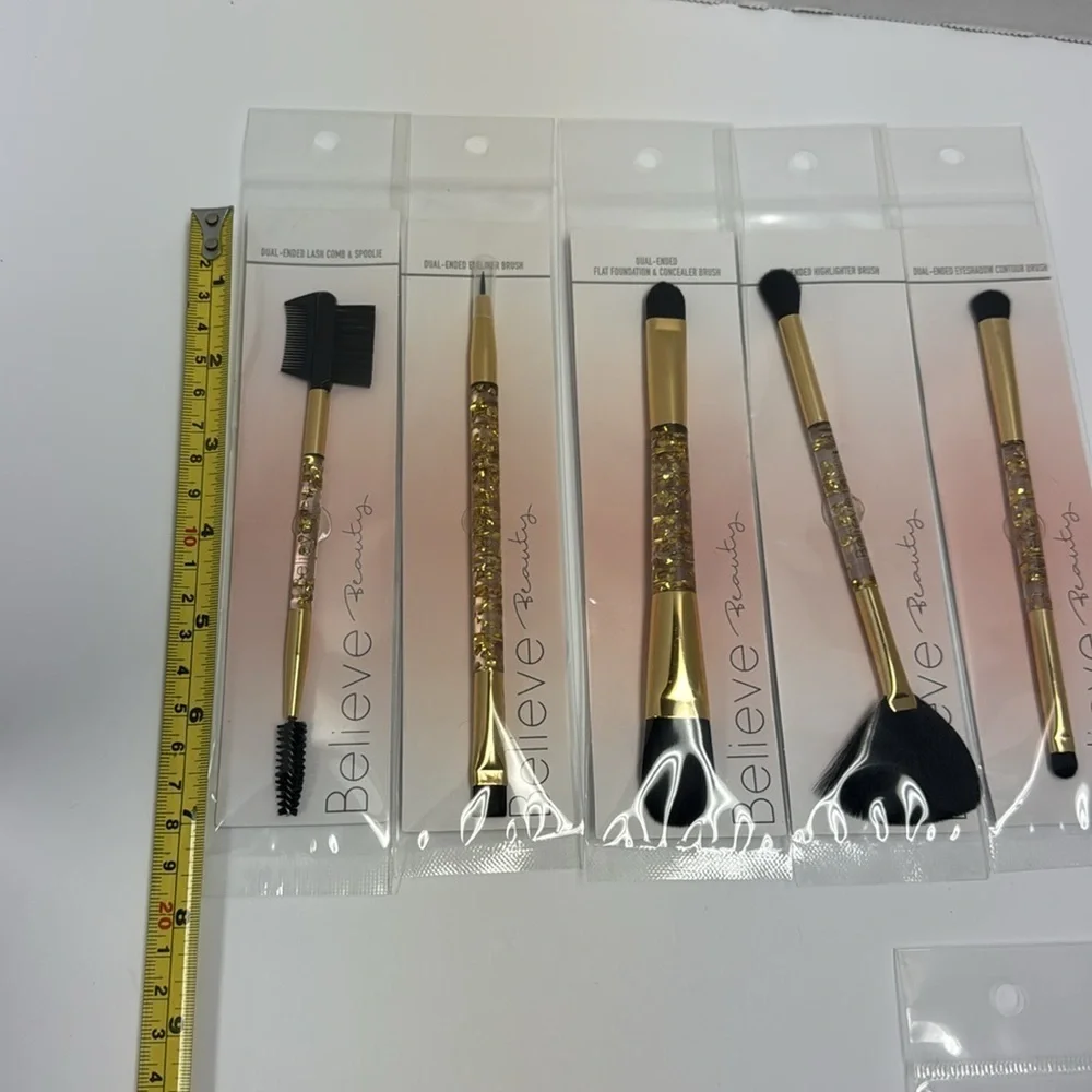 Believe beauty set of four new dual end makeup brushes brow, eyeliner eyeshadow